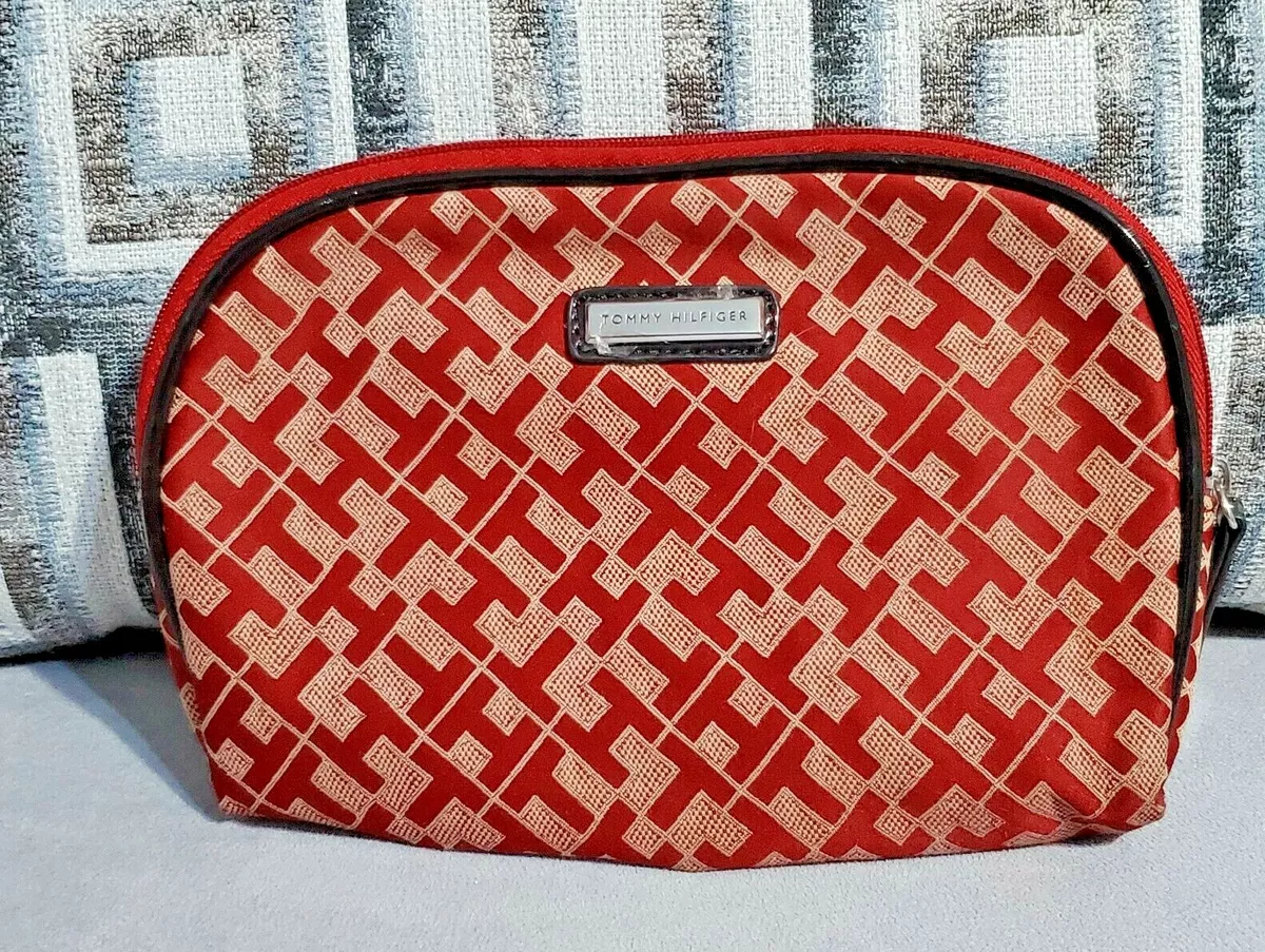 Tommy Hilfiger Zippered Makeup Case Pouch ~ Red Initial TH | eBay