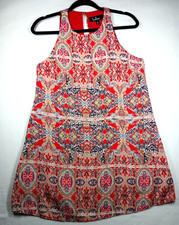 Lulus Paisley Red Pattern Swing Dress women's Small Boho Handkerchief lined