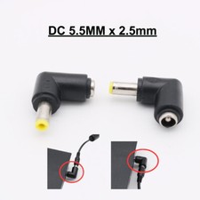 10pcs DC Power Adapter Connector 5.5mm x 2.5mm Male Right Angle To Female Laptop
