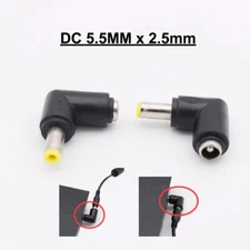 10pcs DC Power Adapter Connector 5.5mm x 2.5mm Male Right Angle To Female Laptop