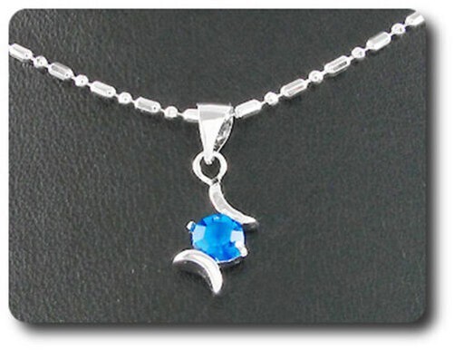 AnhäNger Blauer Saphir 5 Mm Vergoldet Weiß 18 K + Halskette-image