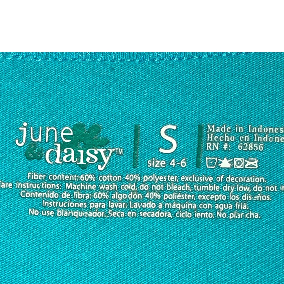 Camisa June & Daisy Manga Larga Estrás LOVE Aqua Turquesa Azul Talla S 4/6 Foto 4 de 4