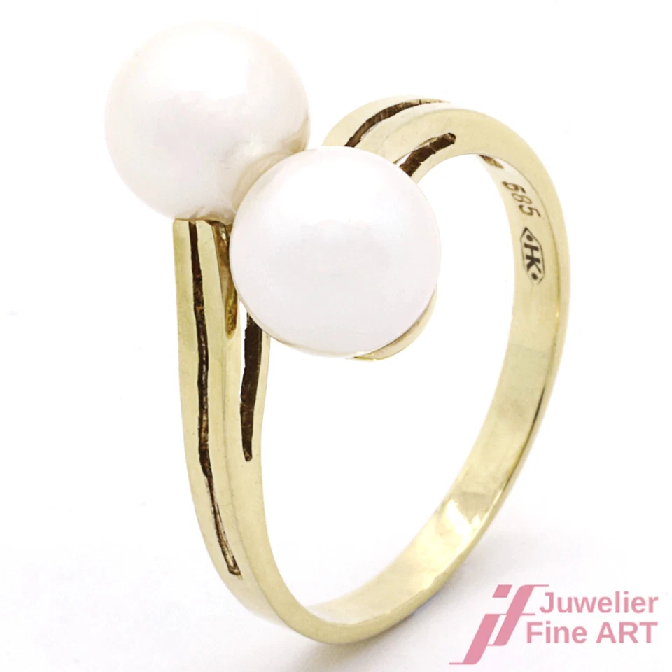 Ring 585 Gelbgold mit Zuchtperlen - Bild 1 von 4
