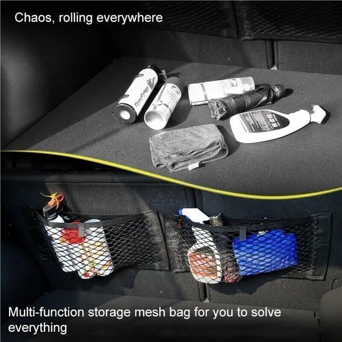 15.7x9.8" Trunk Cargo Seat Mesh Storage Elastic String Net Organizer Pouch Bag - Picture 2 of 13