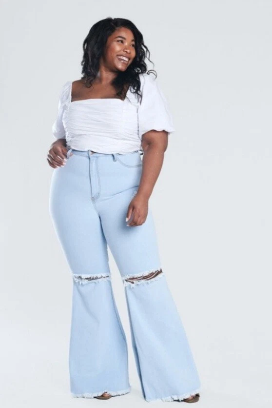 Plus size white shop bell bottom jeans