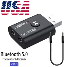 2in1 Bluetooth 5.0 USB Audio Transmitter Receiver Adapter Wireless for Car TV PC