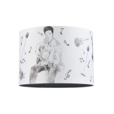 HAPPY HOMEWARES Elvis Presley Themed Linen Lampshade with Famous Poses and Guitars Musical No...