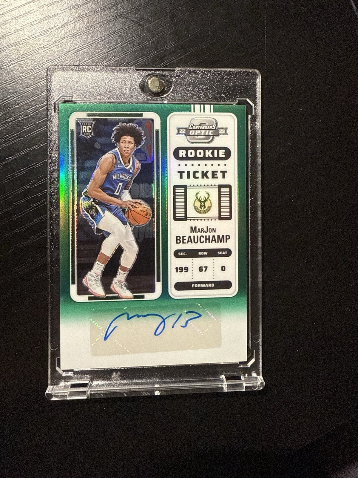 2022-23 Panini Contenders Optic Marjon Beauchamp Rookie Ticket Green Auto /75