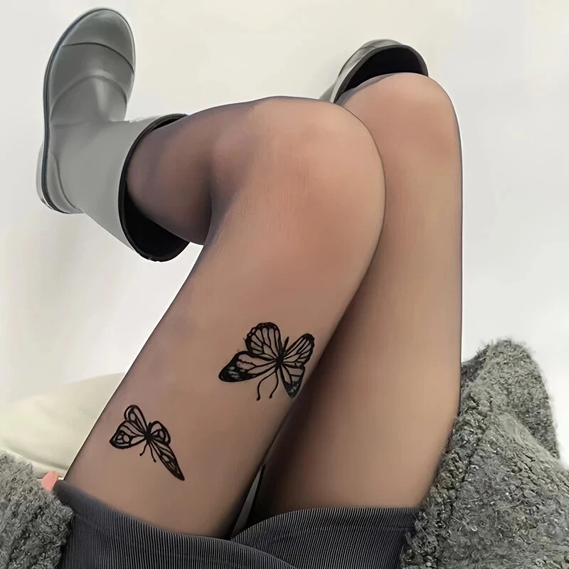 Women Elegant Sheer High Waist Tights with Chic Butterfly, Hot Sexy Pantyhose - Image 2 of 4