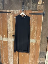 Tu black Dress Sleeveless Crinkle Midi High Neck Lightweight Draped Dress 18 New