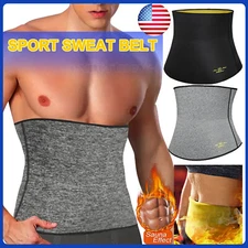 Mens Waist Trimmer Sauna Belt Sweat Body Shaper Fat Burner Shapewear Band Wrap