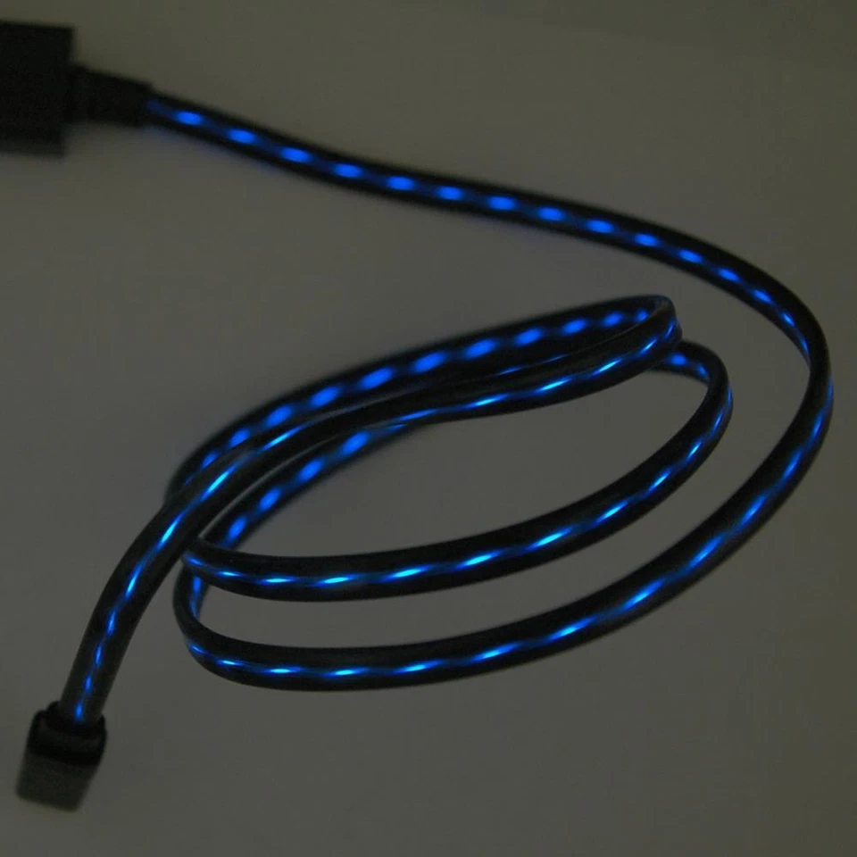 3Ft USB iPhone 12/X/8/7/6s/6/6+/5 Data Sync Flowing LED Light Up Charger Cable - Image 2 of 4
