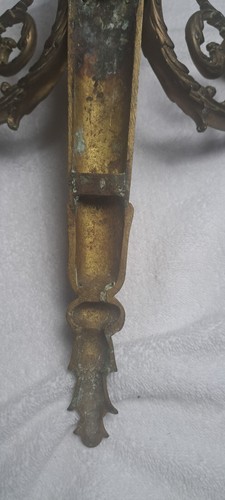 Vintage Paar Wandkerzenleuchter aus massivem Messing im Kunststil, RIESIG! 24" lang - Bild 12 von 19