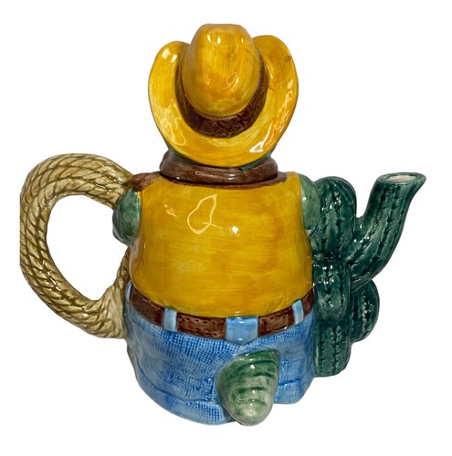 De colección 1993 Omnibus OCI Fitz & Floyd cerámica cocodrilo vaquero caprichoso tetera - Imagen 2 de 8