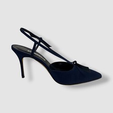 Manolo Blahnik Women's Blue Corintia Suede Mules Shoe Size 39
