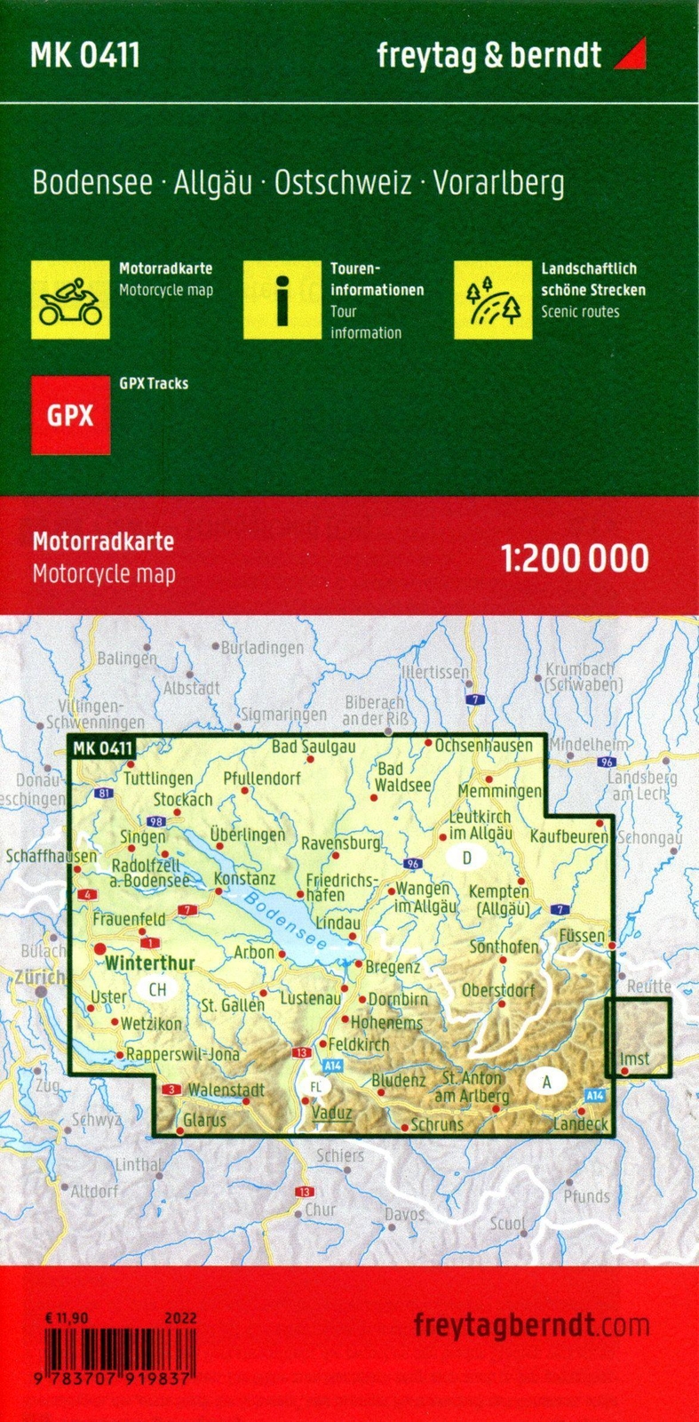 Thumbnail - Bodensee, Motorradkarte 1:200.000, Freytag & Berndt Freytag & Berndt