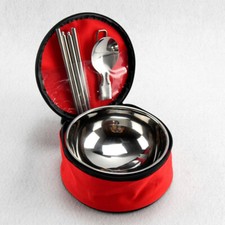 Foldable Bowl Camping with Cutlery Mess Kit Utensils Travel Student Use