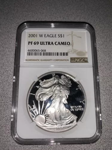 2001-W $1 Silver Eagle PF-69 Ultra Cameo NGC Brown Label