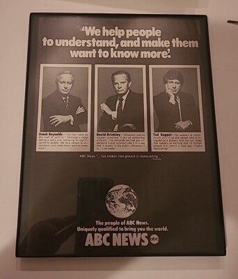 Abc News Frank Reynolds David Brinkley Ted Koppel Print Ad 1982 Framed 8.5x11 