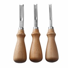 3pcs/set Wood Handle French Style Leathercraft Leather Edge Beveler Leather Tool