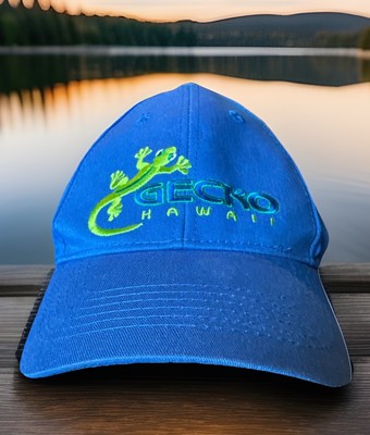 Gecko Hawaii Hat Baseball Embroidered Blue Adjustable Snap Back