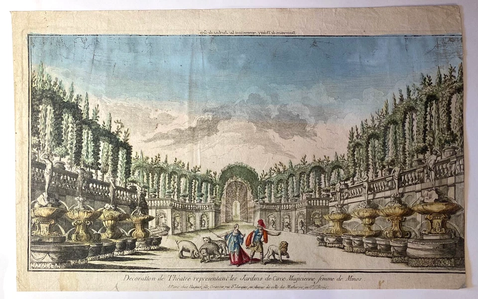 Jacques HUQUIER - "...Jardins de Circé Magicienne", XVIIIe - Vue d'optique - Photo 1/4