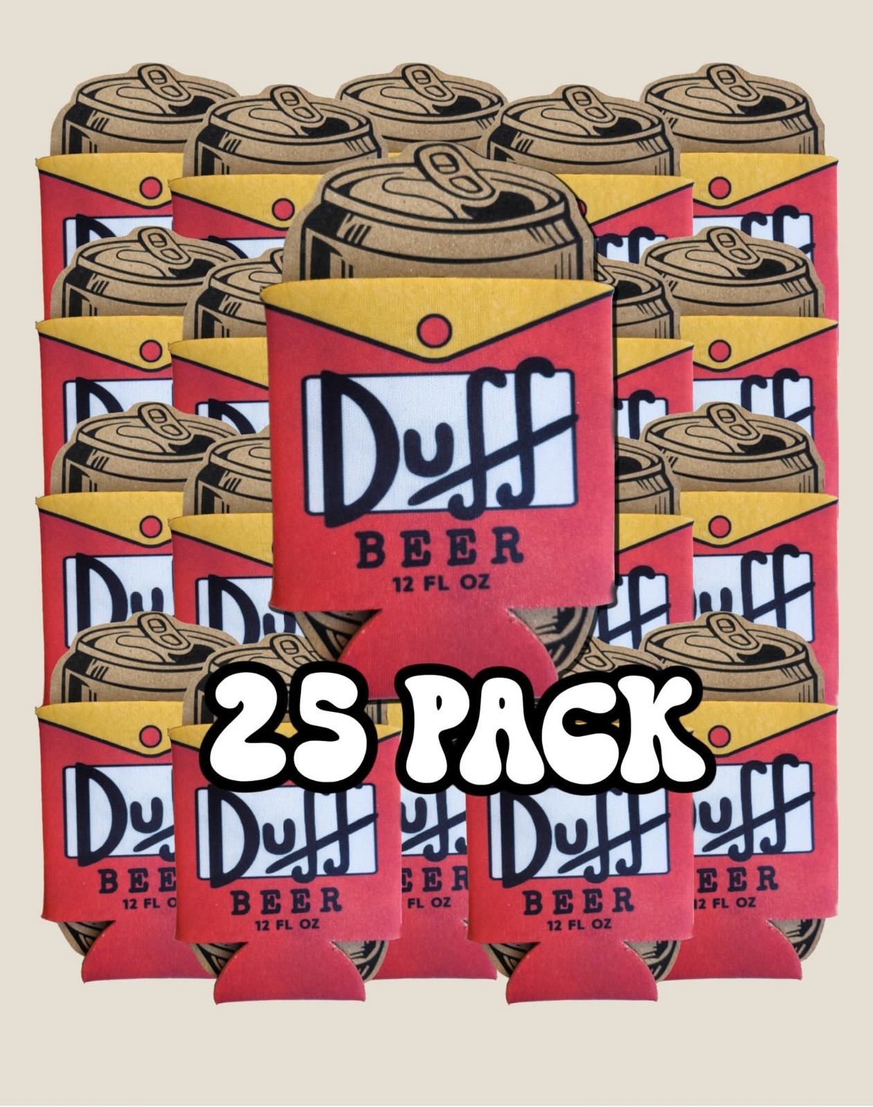 Bulk Duff Beer Set Of 25 - 12oz Can Coolers Funny Novelty Resale Wholesale Gifts