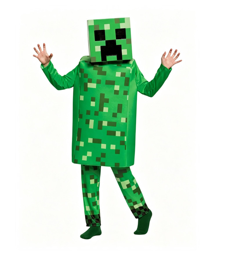 Kids Boys Girls Minecraft Cosplay Costume Jumpsuit Party Book Week Outfit Dress image 4