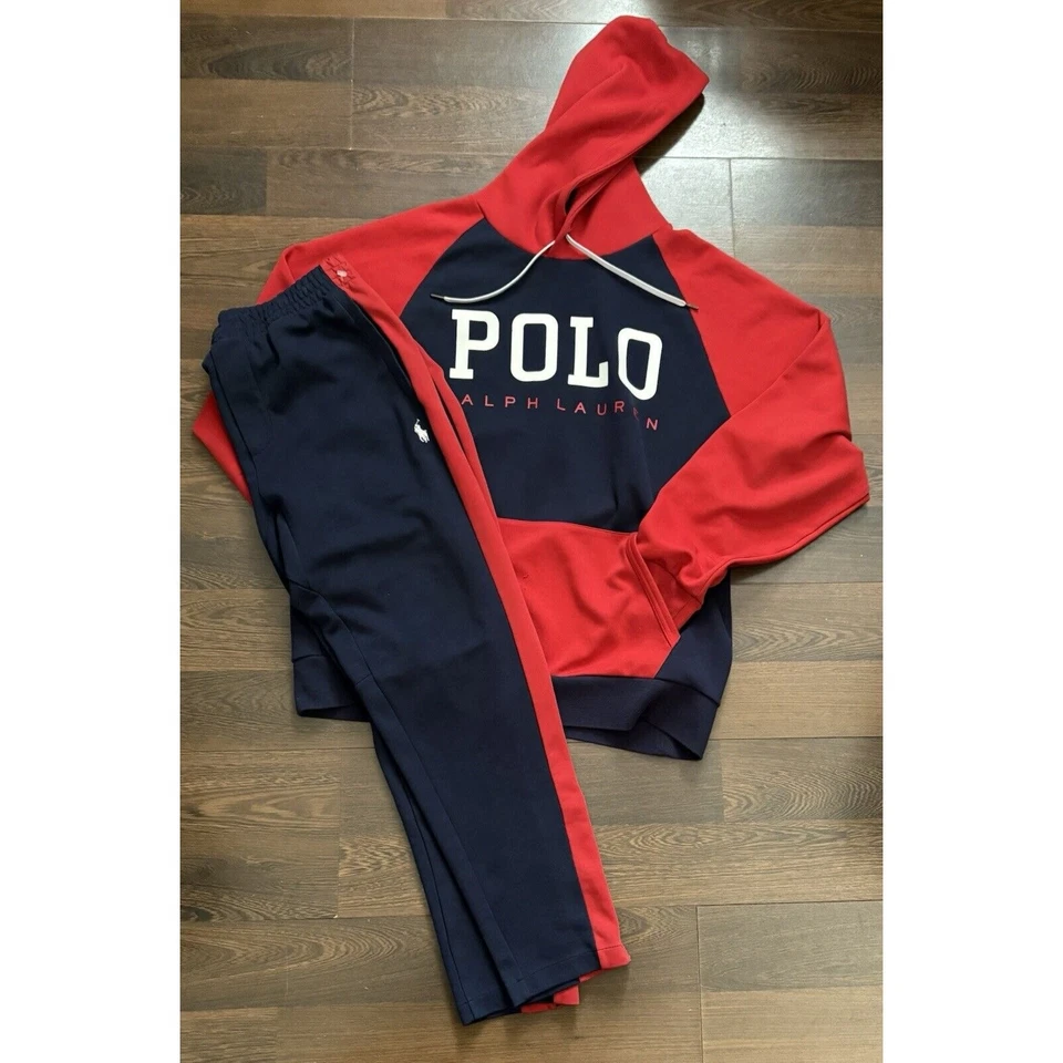 Polo Ralph Lauren Men's Double-knit Graphic Jogging Suit Hoodie Sz L, Pants Sz M - Image 2 of 4