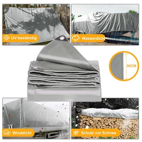 Abdeckplane Wasserdicht 670G PVC Schutzplane mit ösen UV-Beständig Reißfest LKW - Bild 3 von 34