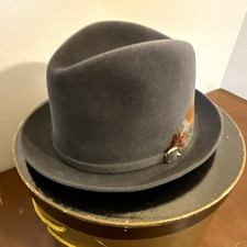 Dobbs Men’s Gray Felt Bowler Hat Solid Size 7 Made in USA w/ Hat Box