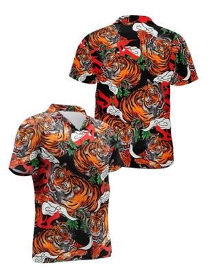 60〜70s NATIONAL SPORT SHIRTS アロハシャツ　虎柄 Tiger Hawaiian Shirt, Japanese Tiger Shirt, Animal Print Button Up
