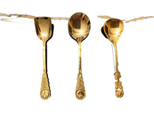 Hildesheimer Rose 3x Löffel Gold Zuckerlöffel Sahnelöffel Teelöffel vergoldet