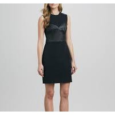 Milly Black Sleeveless Crewneck Mini Tank Dress with Leather Bustier Size 4