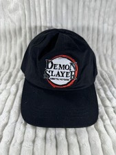 Demon Slayer Kimetsu No Yaiba Hat Cap Manga Anime Logo Strapback Black OSFM NWT