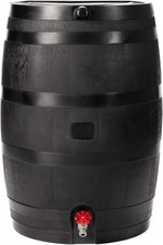 Flat Back Rain Water Collection Barrel, Black