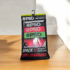 PSD Mask 3 Pack Premium Boxer Briefs Men's Core Standard Size Small