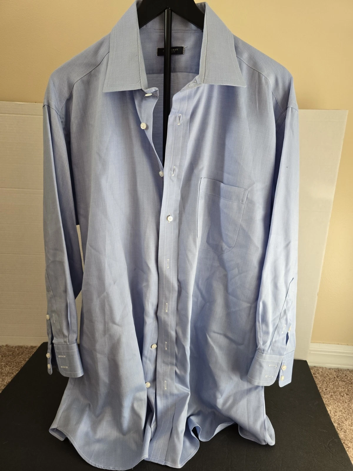 Camicia blu manica lunga vintage BURBERRY of London uomo taglia 17 1 2 34