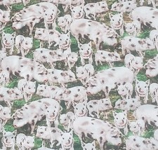18"x42" PIGS material 100 cotton Timeless Treasures Fabric dona C8338 HOGS farm