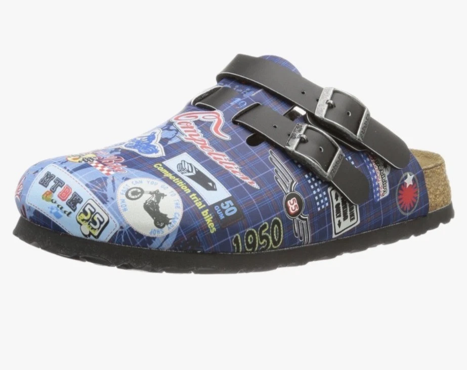 Birkis Original Kay Racing Motorbikes Slip-On Clogs  Mens Size 9 Blue/Black Birkenstock Unisex Super Birki Blue Nursing Clogs, Nursing Shoes main image 2