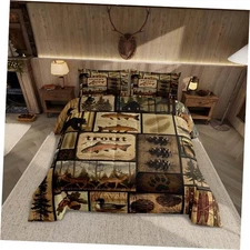  Wild Animal Comforter Set Size, Wildlife Hunting Quilt Set Bear King Brown