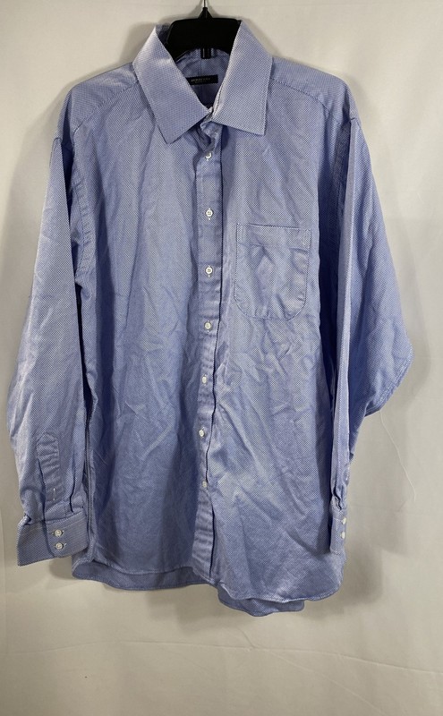 Vintage Y2K Burberry London Men's Blue Micro Check Button Down Dress Shirt XL
