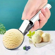 Premium Stainless Steel Ice Cream Scoop with Trigger Heavy Duty Non-Stick