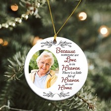 Personalized Photo Remembrance Ceramic Ornament Memorial Christmas Ornament B...