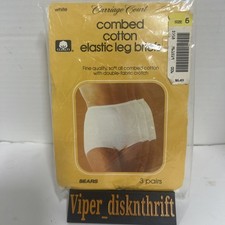 Vtg Sears Carriage Court Combed Cotton High Leg Brief Panties Size 6 USA NOS
