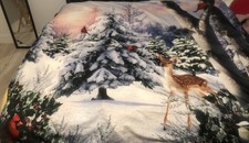 Shower Curtain Winter W Deer Christmas Scene