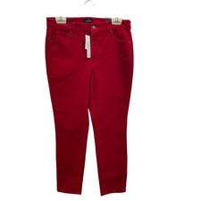 Talbots Women's Red Corduroy Straight Leg Pants Size 10P High Waist AK43