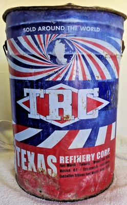 Vintage 1960s '70S Texas Refinery Corp 7 Gallon Pail Can