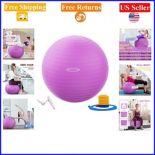 Purple 65cm Anti-Burst Yoga Exercise Ball with Pump, 2,000 lbs Capacity