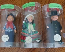 Vintage Set of 3 German Celluloid Jointed 6 inch Dolls Original Clothing